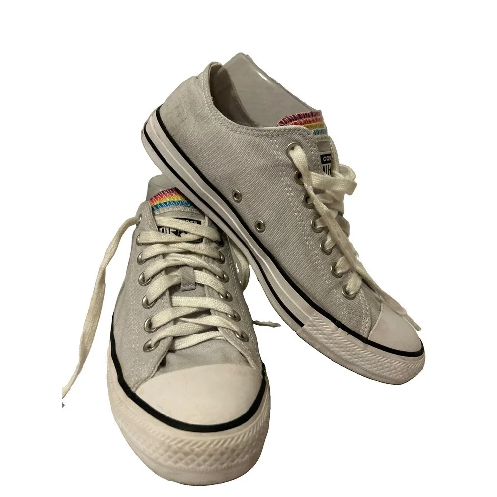 Converse All Star Shoes Womens Size US 11 Multicolored Tongue Low Top Light Gray